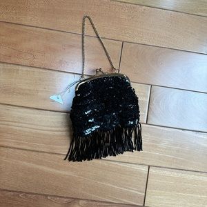 NWT Banana Republic small micro evening bag with sequins and fringe